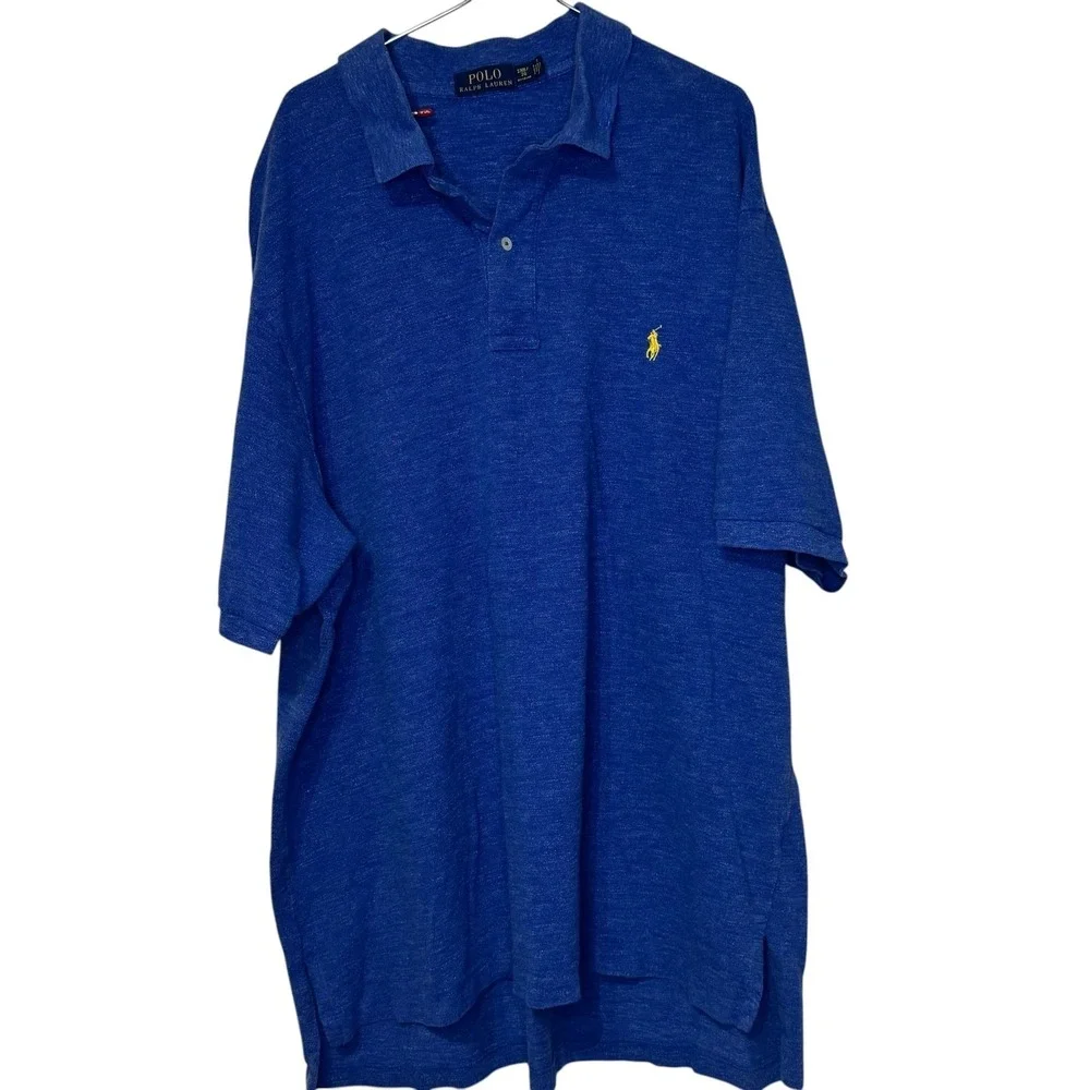 Polo Ralph Lauren Mens Polo‎ Shirt Big Vintage Short Sleeve Cotton Blue Size 2XB